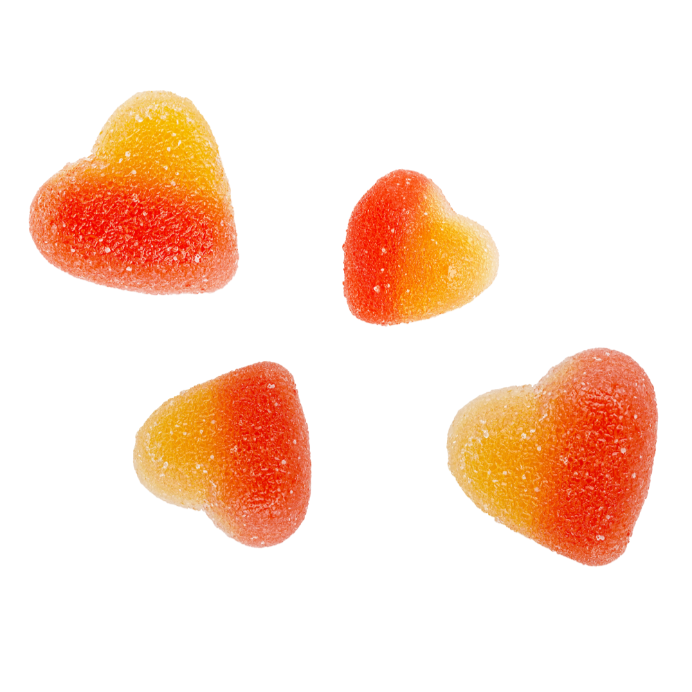 FIZZY PEACH HEARTS (VEGAN) 150G (PMP) X 10