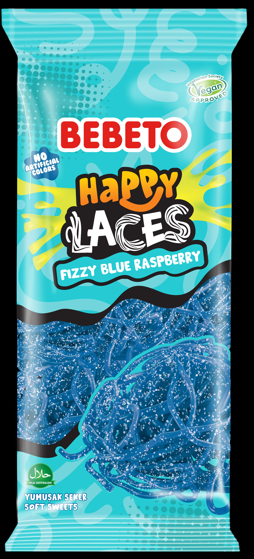 FIZZY BLUE RASPBERRY HAPPY LACES 180G X 12