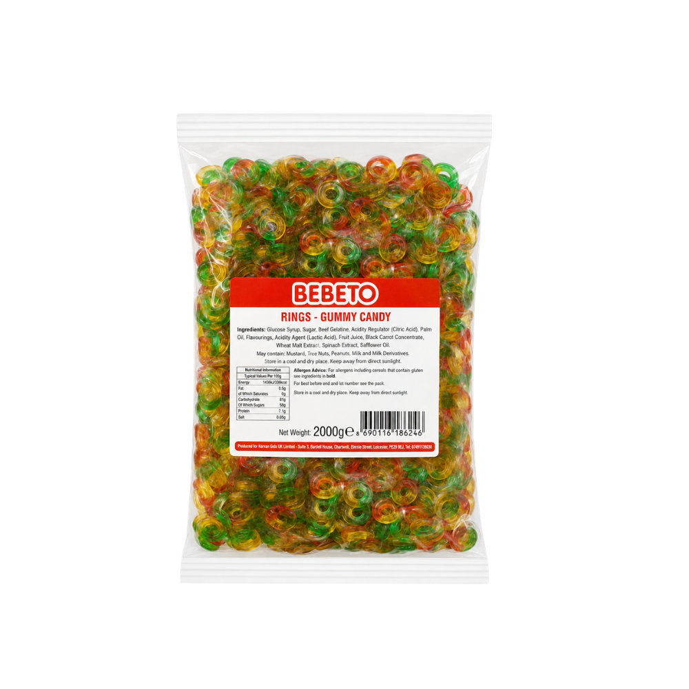 BEBETO GUMMY RINGS 2KG X 6