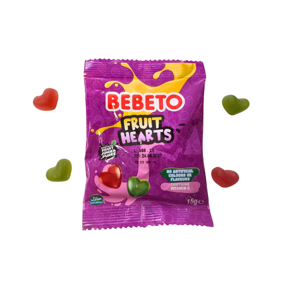 BEBETO FRUIT HEARTS Vitamin C Gummies 7 x 15g x 18