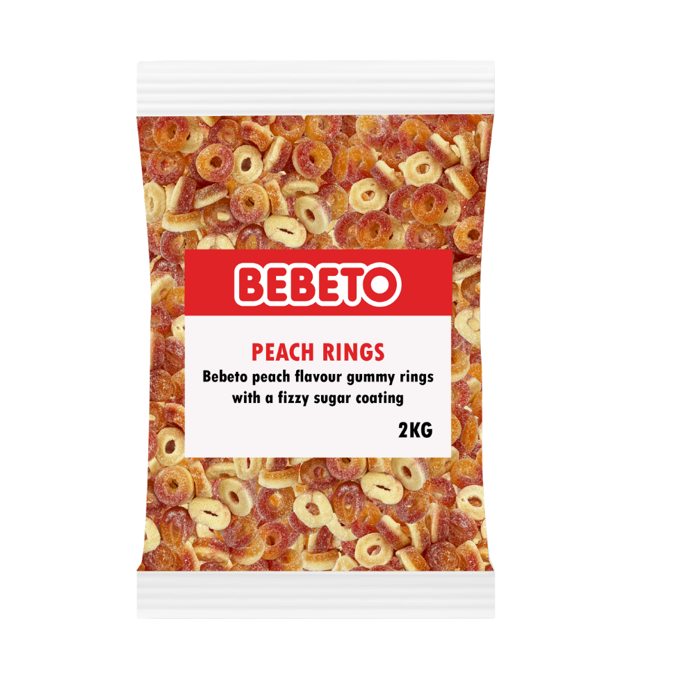BEBETO PEACH RINGS 2KG X 6