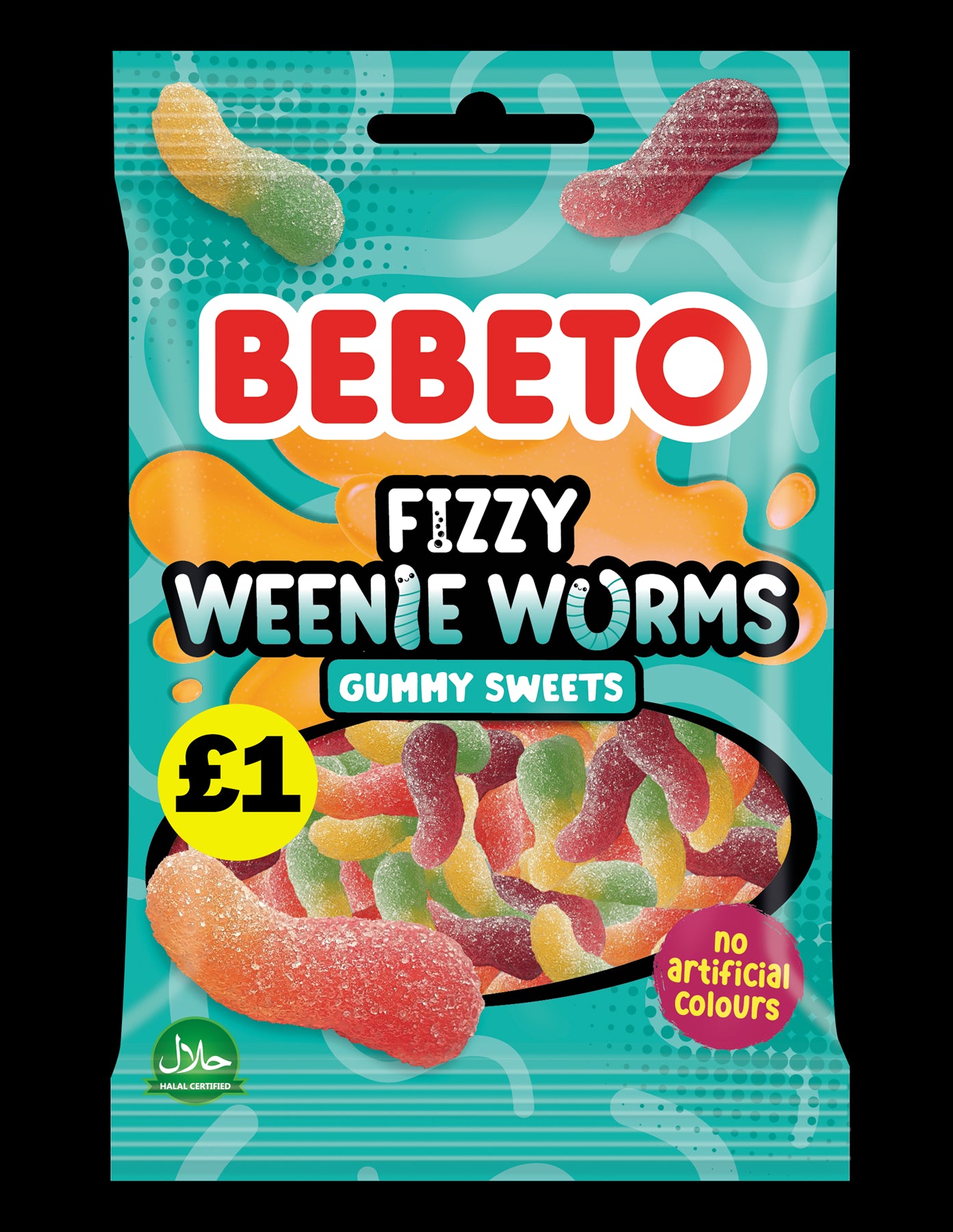 BEBETO FIZZY WEENIE WORMS 150G (PMP)