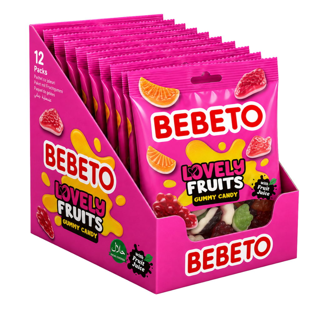 BEBETO LOVELY FRUITS GUMMY SWEETS 80G X12