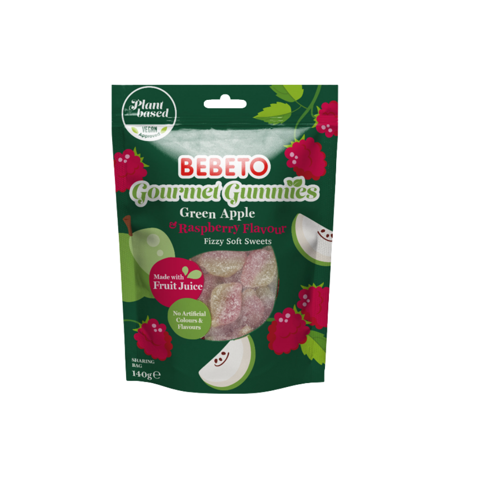 BEBETO WILD GREEN APPLE & RASPBERRY GOURMET GUMMIES 140G X 10