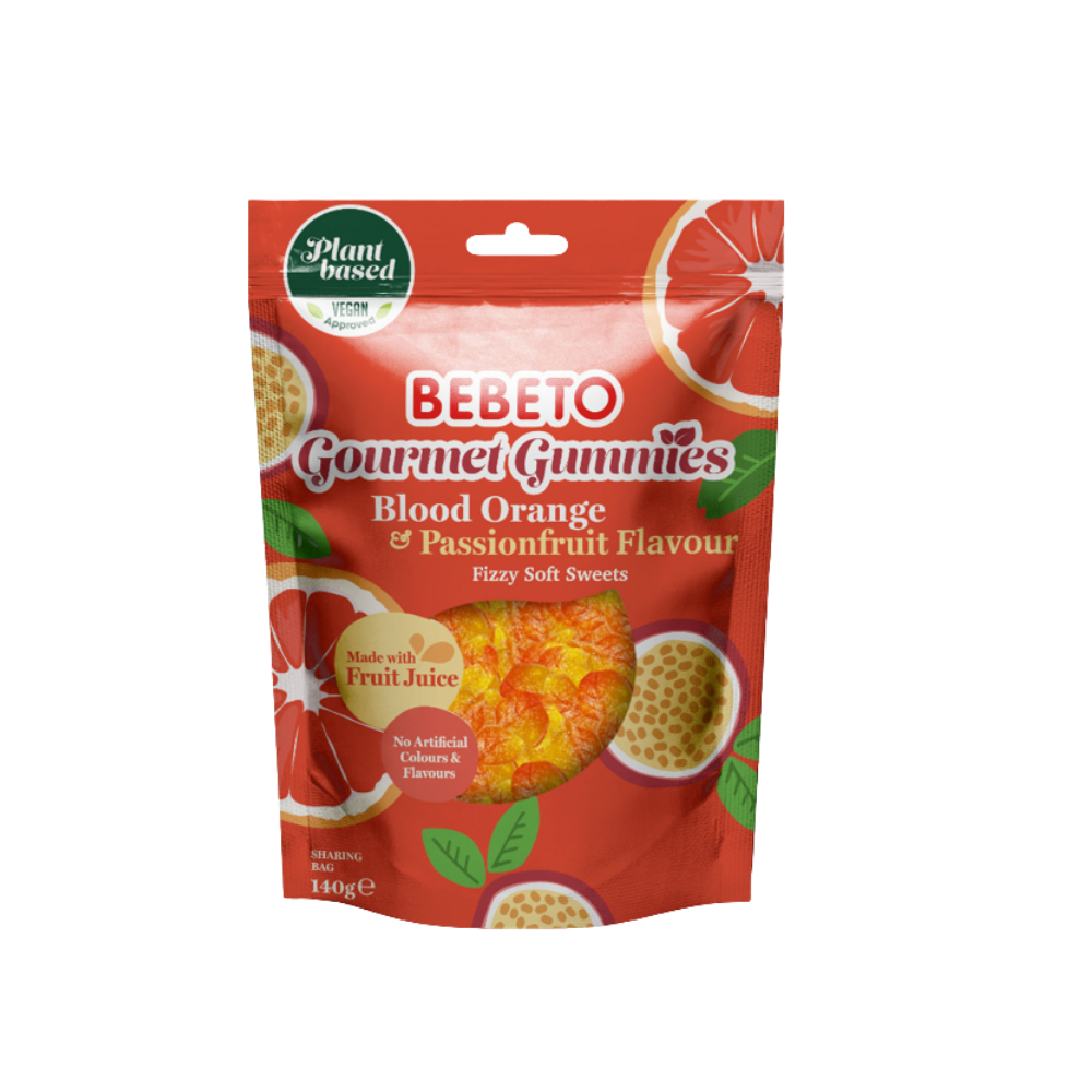BEBETO WILD BLOOD ORANGE & PASSIONFRUIT GOURMET GUMMIES 140G X 10