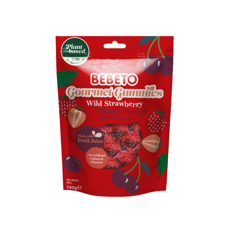 BEBETO WILD STRAWBERRY & CHERRY GOURMET GUMMIES 140G X 10