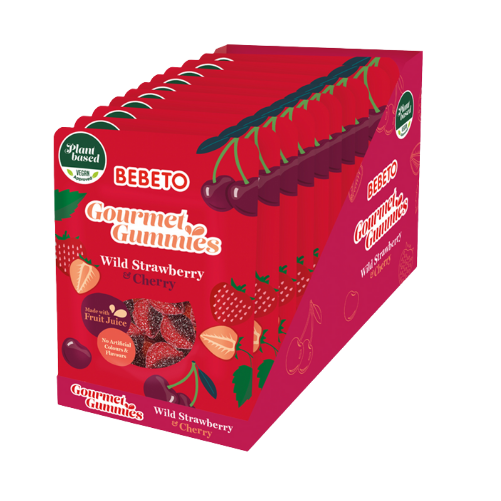 BEBETO WILD STRAWBERRY & CHERRY GOURMET GUMMIES 140G X 10