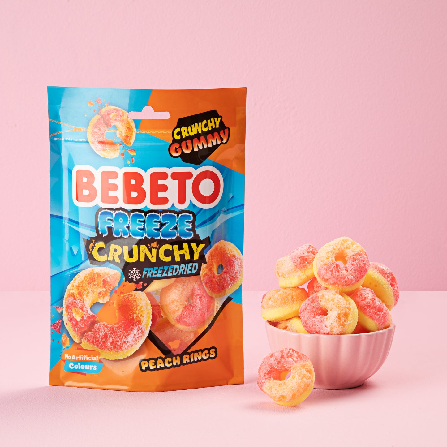 BEBETO FREEZE DRIED PEACH RINGS X 35G x 12