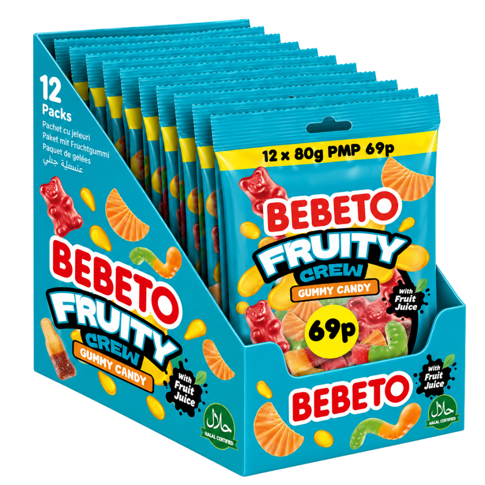 Bebeto Fruity Crew Gummy Sweets 80g × 12 PMP