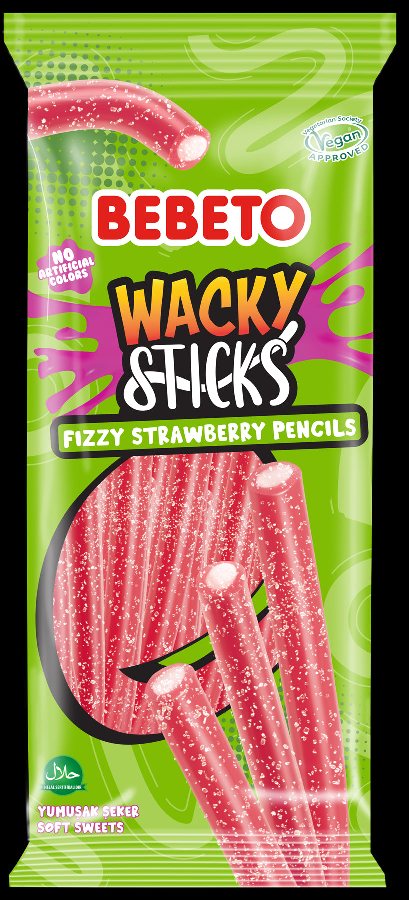 BEBETO FIZZY STRAWBERRY WACKY STICK PENCILS 180G