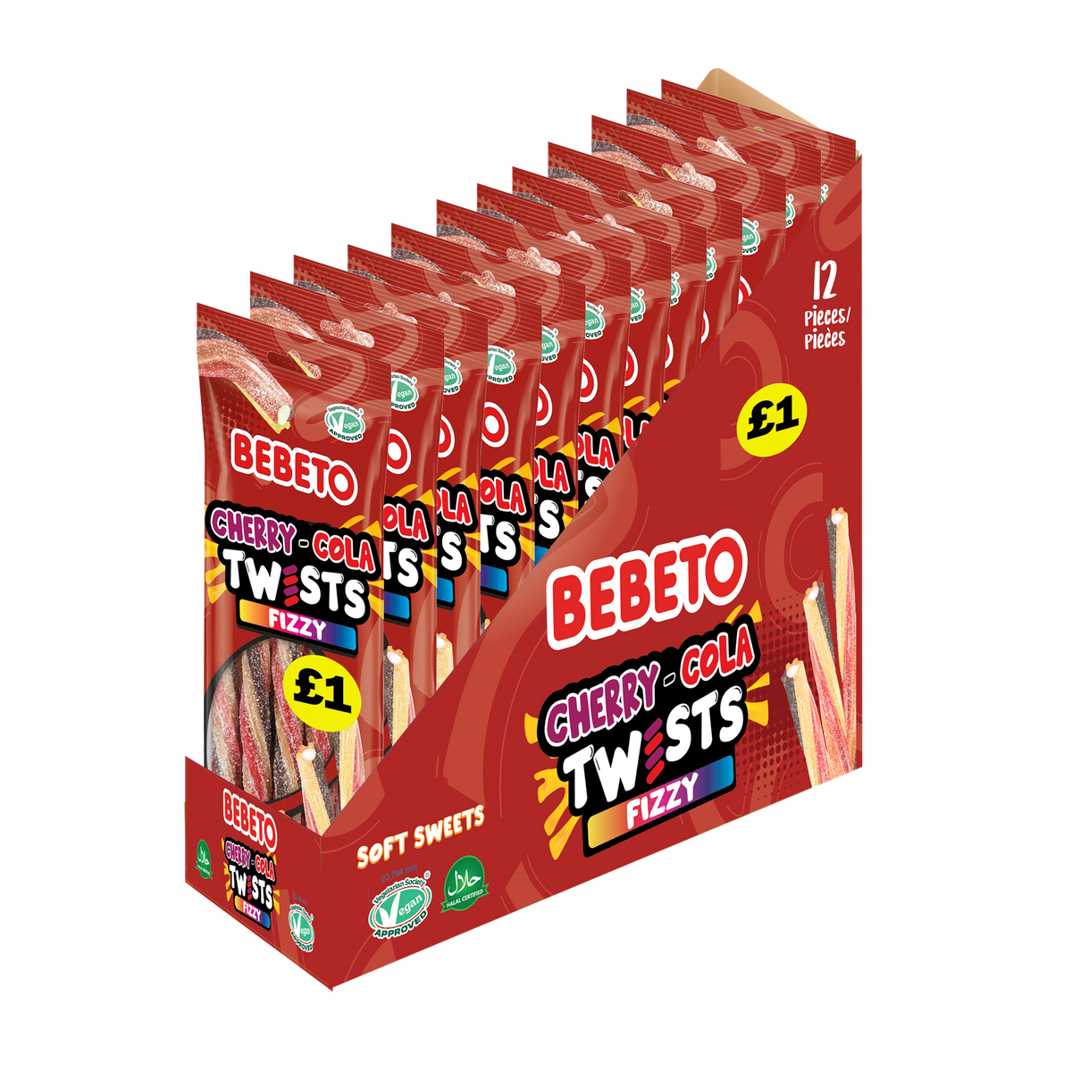 Fizzy Cherry Cola Twists PMP 140g x12