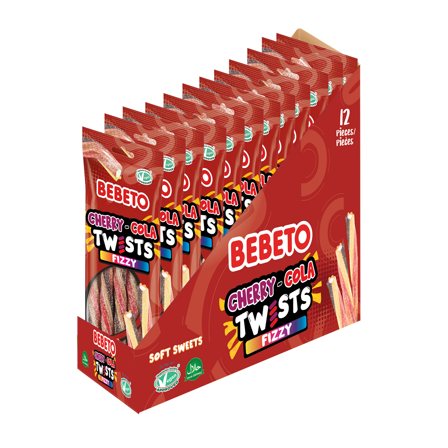 Bebeto Fizzy Cherry Cola Twists  180g x 12