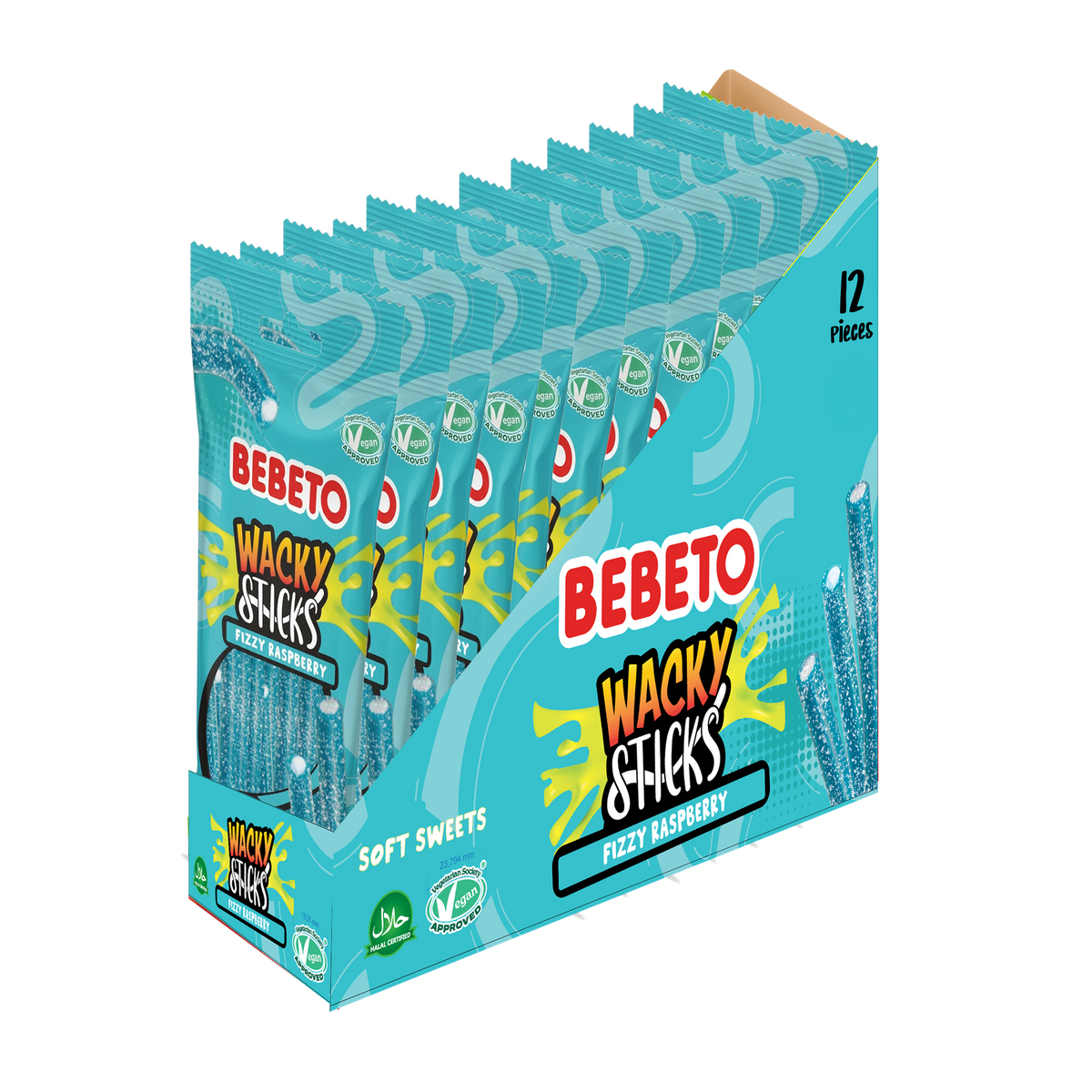 Bebeto Fizzy Raspberry Wacky Sticks Pencils 180g x 12