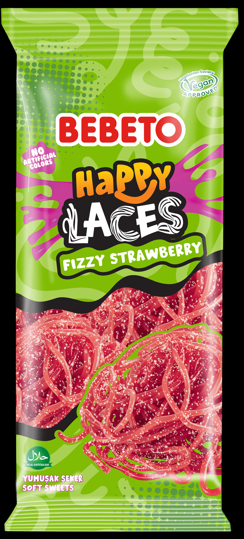 BEBETO FIZZY STRAWBERRY HAPPY LACES 180G X 12