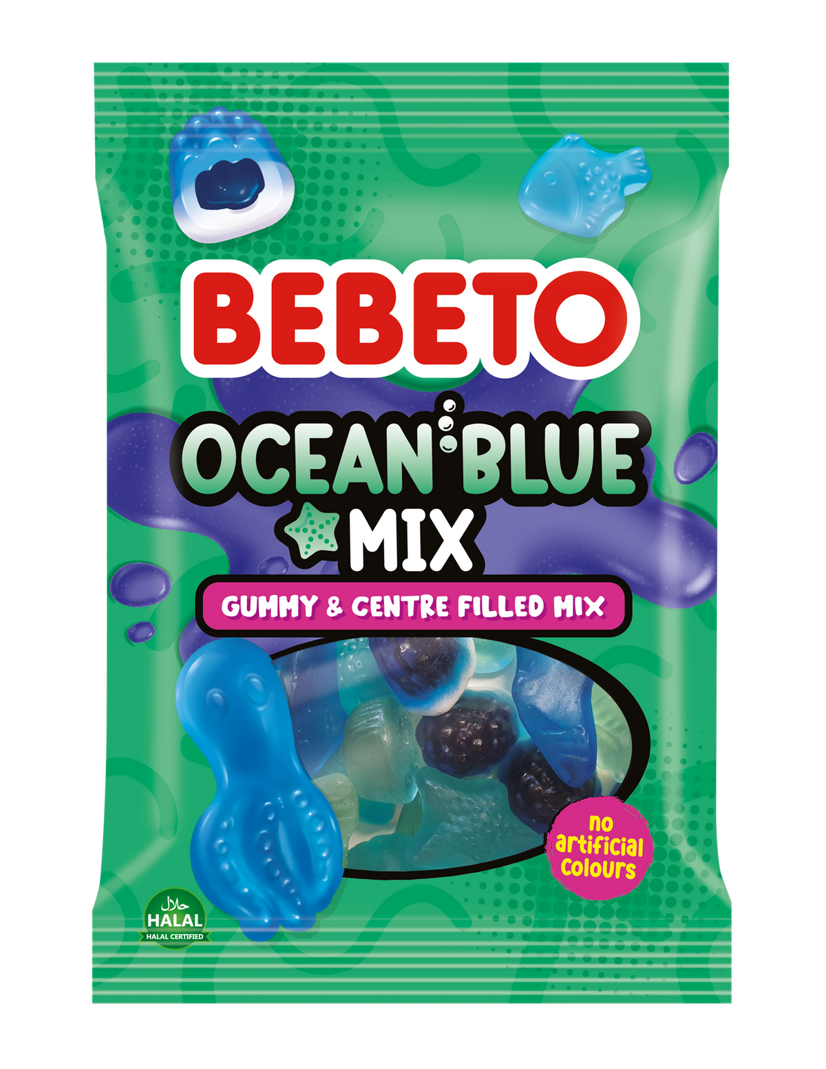 Bebeto Ocean Blue Mix Gummy & Centre Filled Sweets 130g