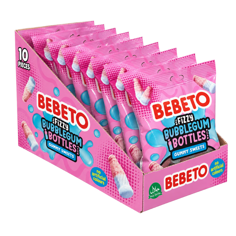 Bebeto Fizzy Bubblegum Bottles 150g X 10