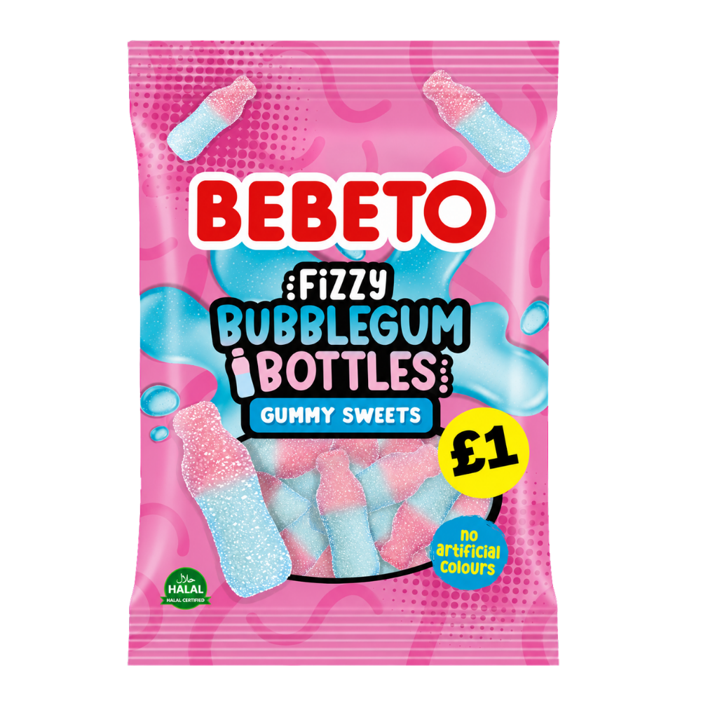 Bebeto Fizzy Bubblegum Bottles 150g X 10 PMP