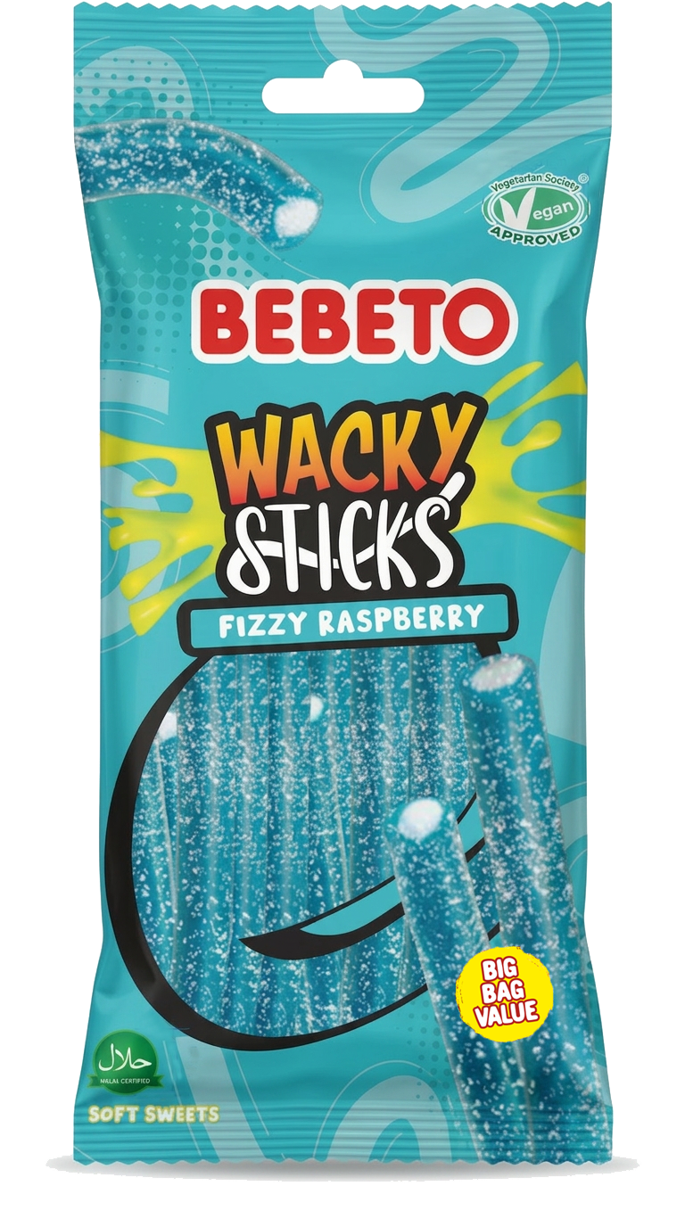 Bebeto Wacky Sticks Fizzy Raspberry 180G