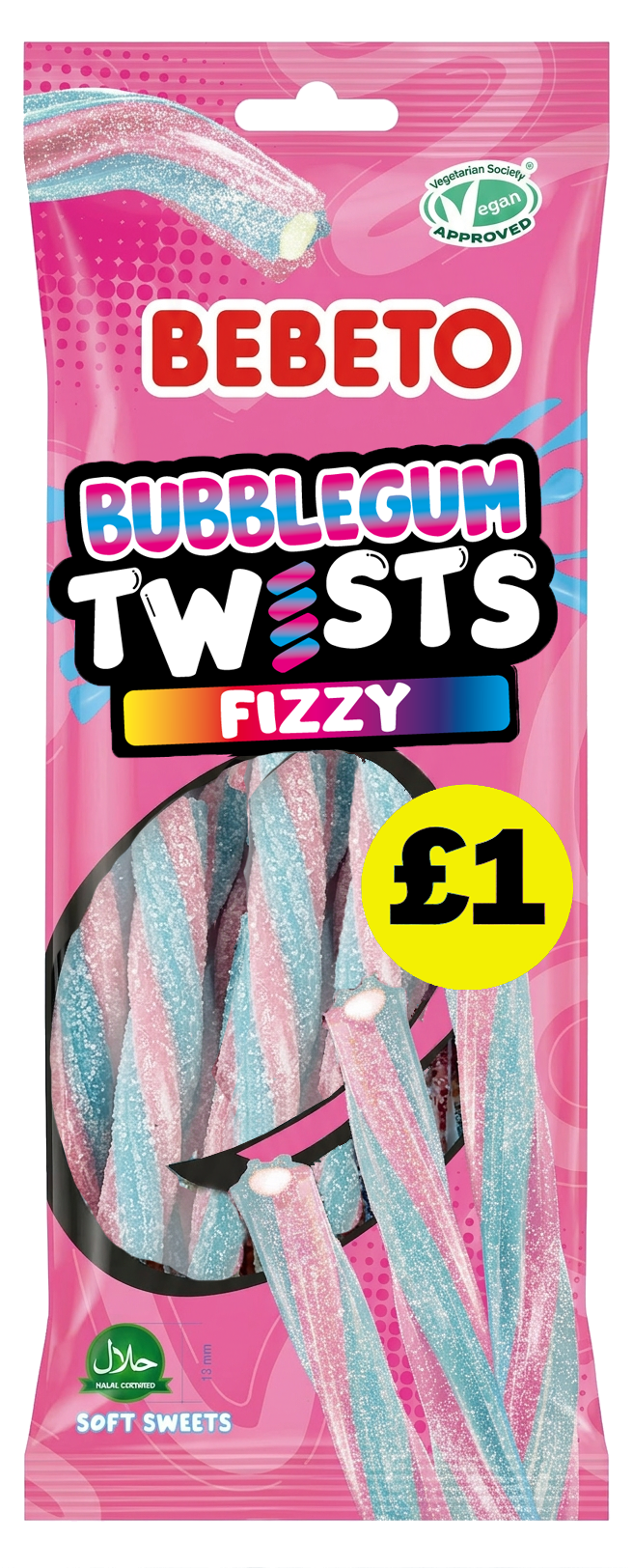Fizzy Bubblegum Twists PMP 140g x12