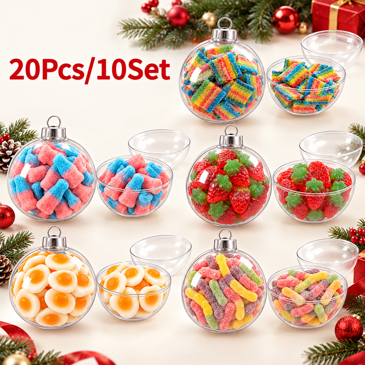 Christmas Fillable Gift Balls – Pack of 20