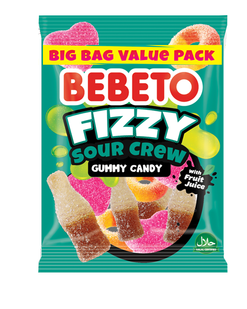 Bebeto Fizzy Sour Crew Gummy Sweets 200G X 10