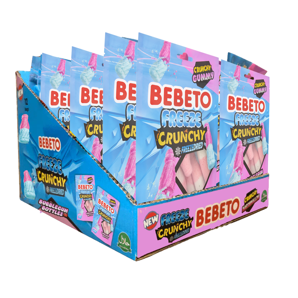 BEBETO FREEZE DRIED BUBBLEGUM BOTTLES X 35G X12