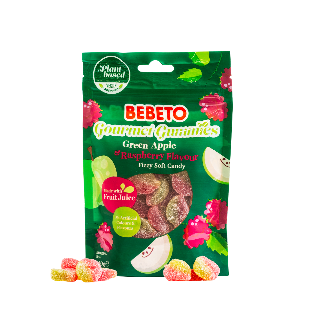 BEBETO WILD GREEN APPLE & RASPBERRY GOURMET GUMMIES 140G