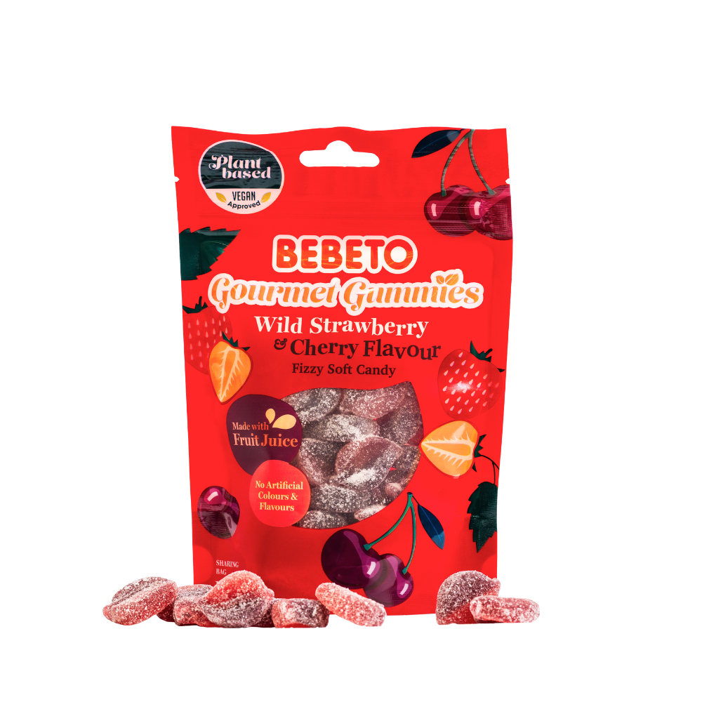 BEBETO WILD STRAWBERRY & CHERRY GOURMET GUMMIES 140G X 10
