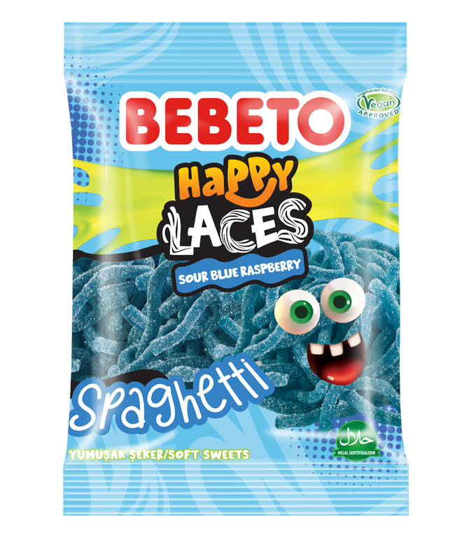 SOUR BLUE RASPBERRY SPAGHETTI HAPPY LACES