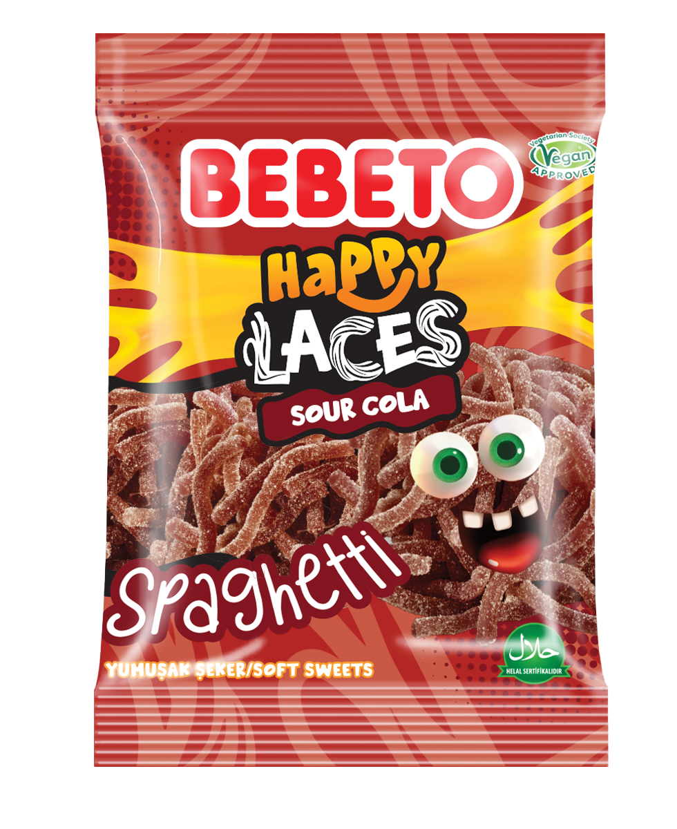 BEBETO SOUR COLA  SPAGHETTI HAPPY LACES 70G (PMP)