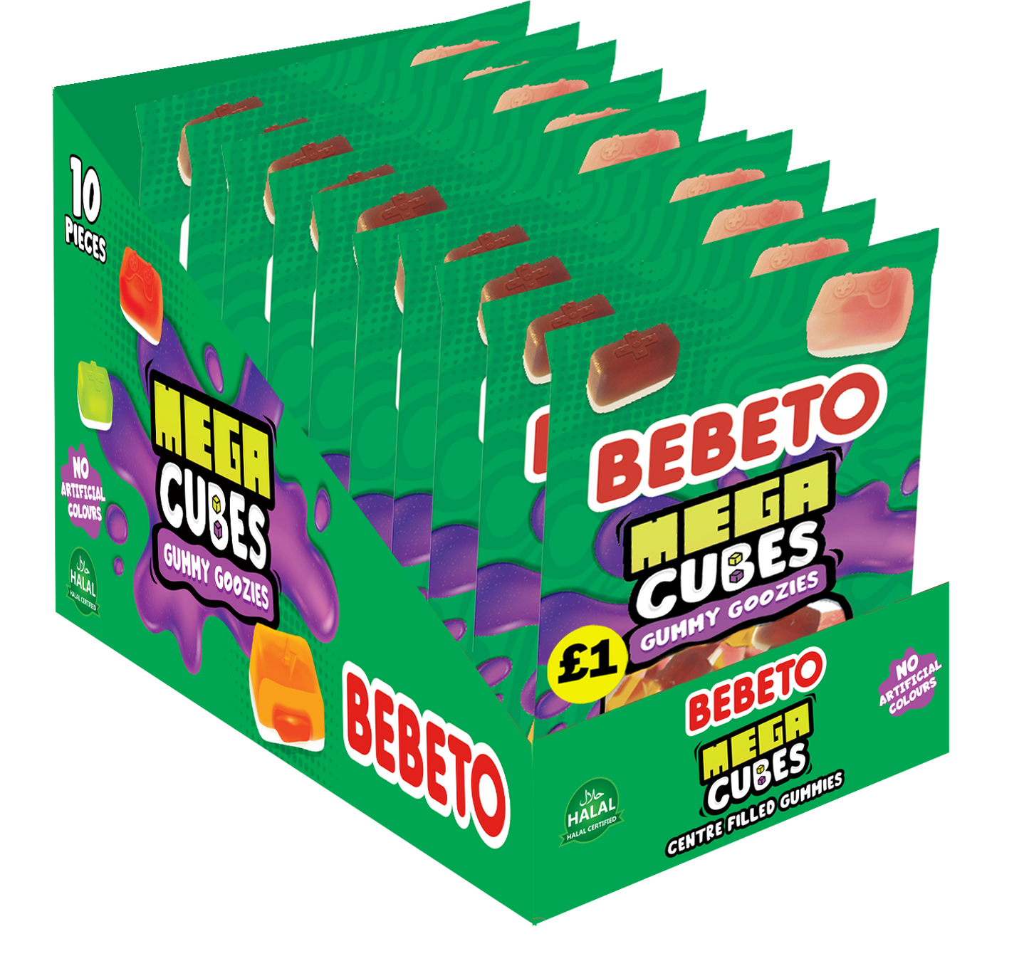 MEGA CUBES CENTRE FILLED GUMMY 130G X 10 PMP