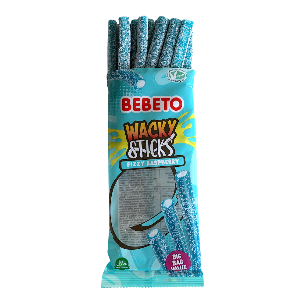 Bebeto Wacky Sticks Fizzy Raspberry 180G