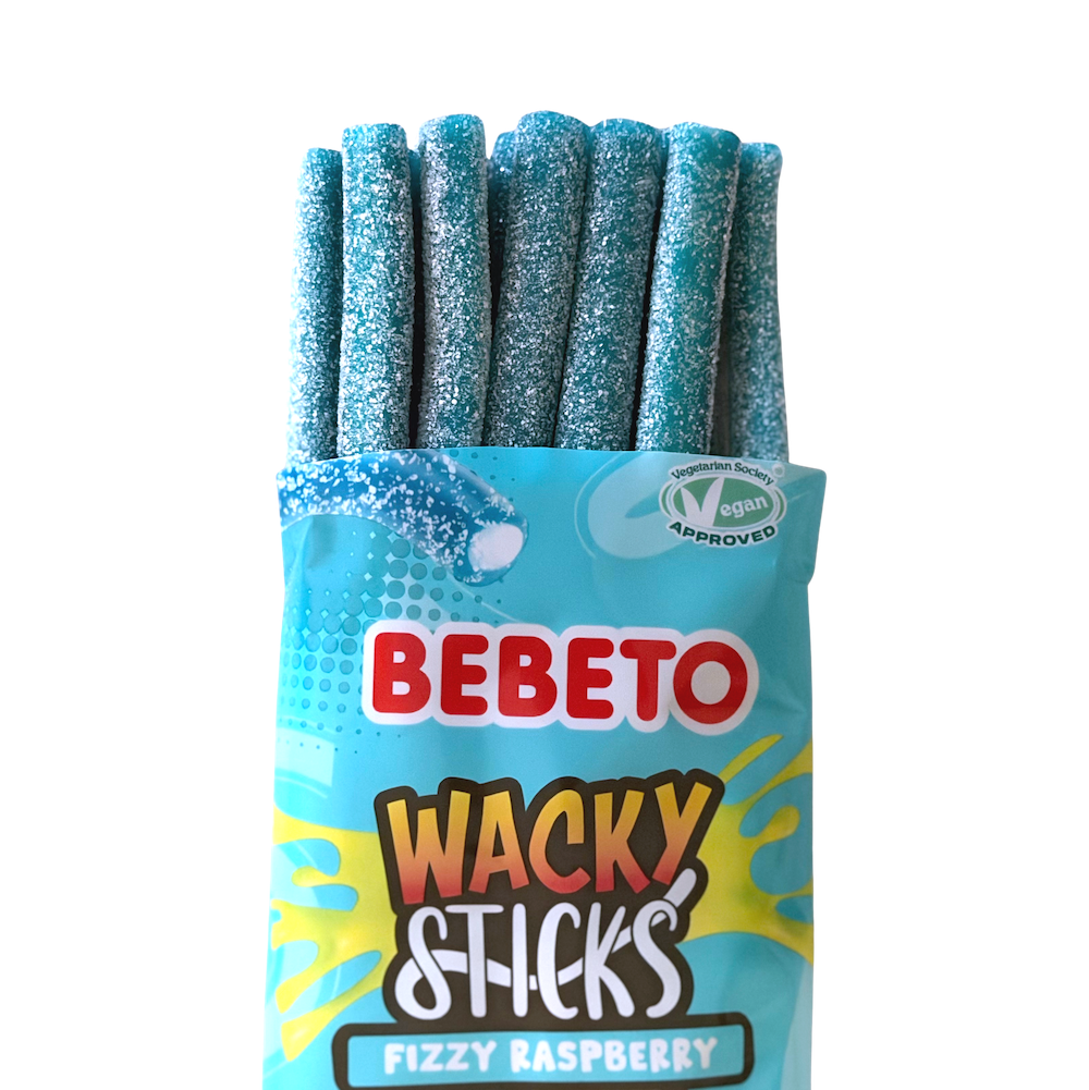 Bebeto Wacky Sticks Fizzy Raspberry 180G