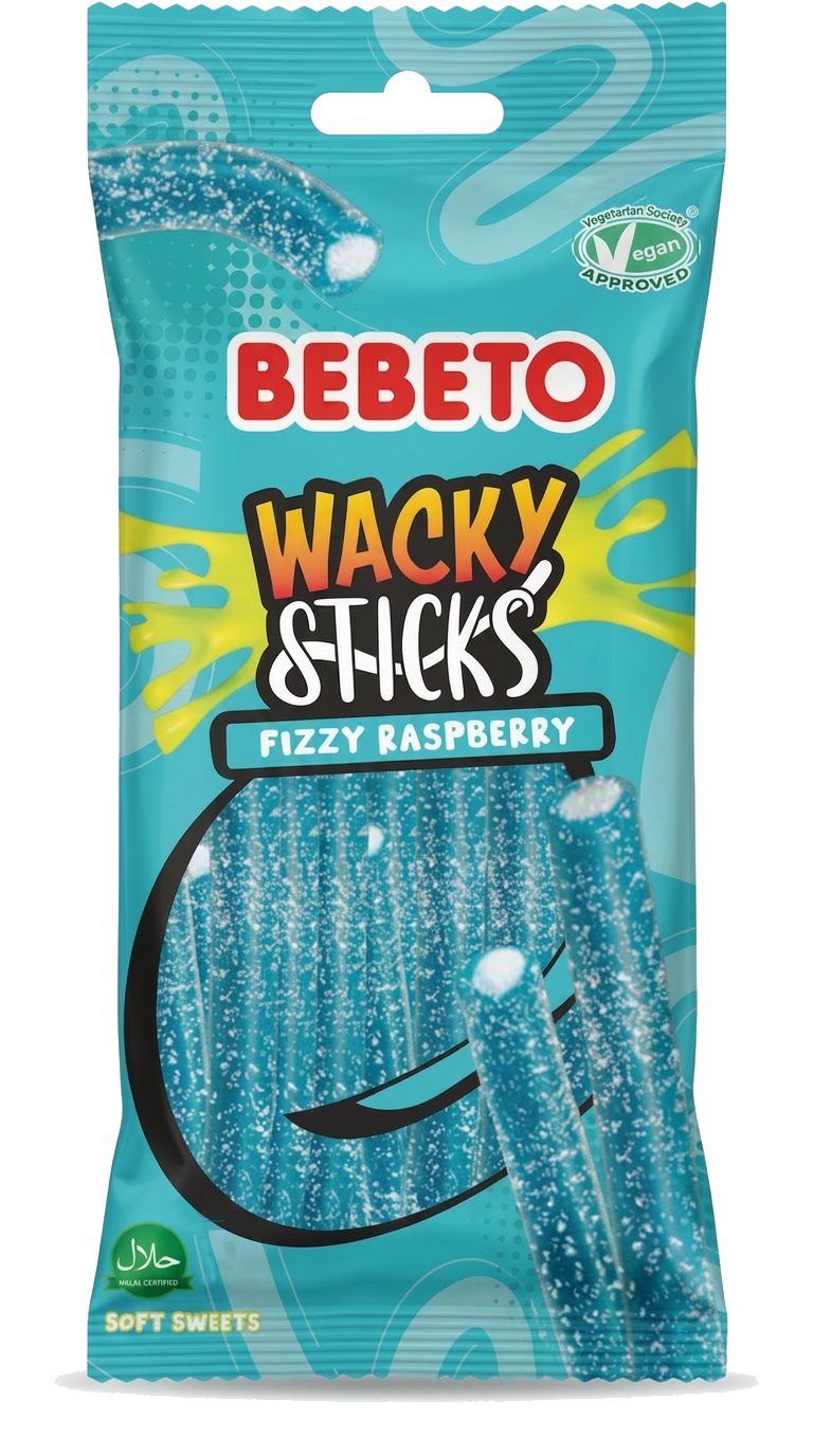 Bebeto Fizzy Raspberry Wacky Sticks Pencils 180g x 12