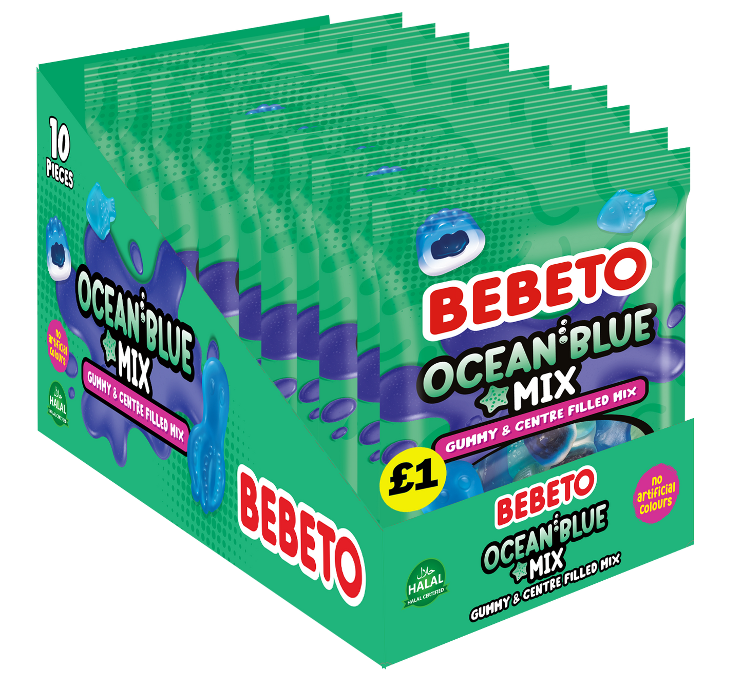 Bebeto Blue Ocean Gummy & Crentre Filled Mix PMP 130g x 10