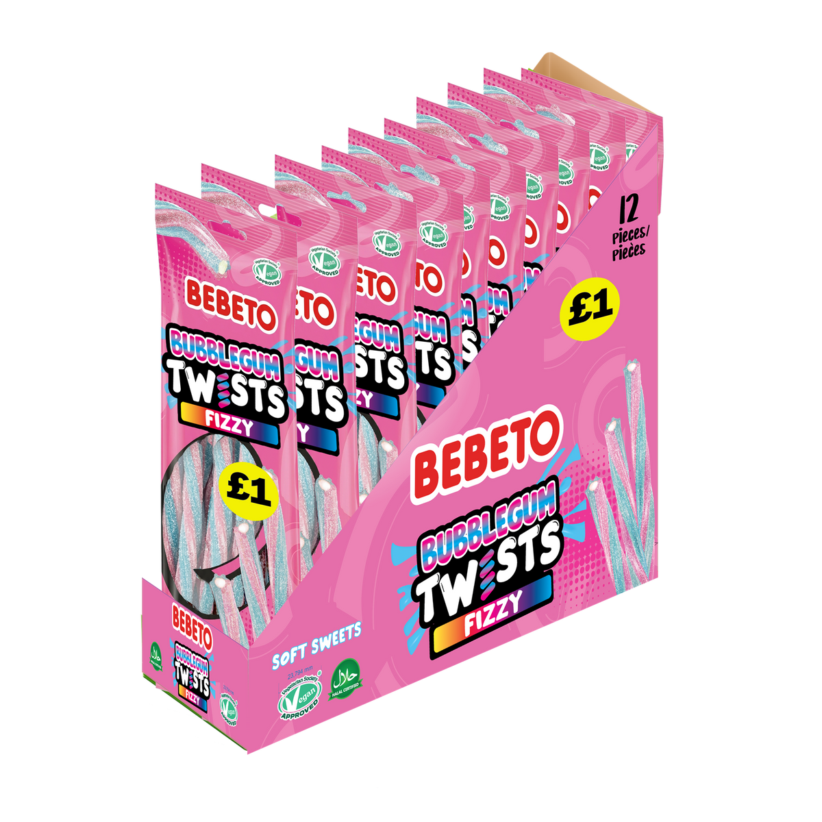 Fizzy Bubblegum Twists PMP 140g x12