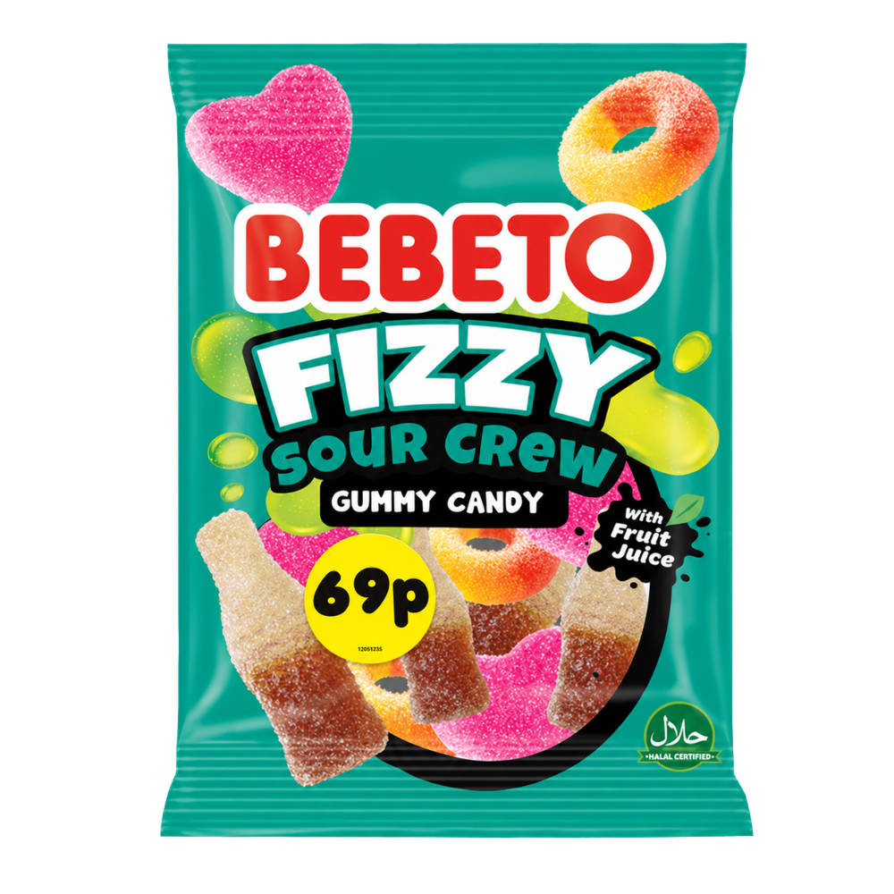 Bebeto Fizzy Sour Crew Gummy Sweets 80g × 12 PMP