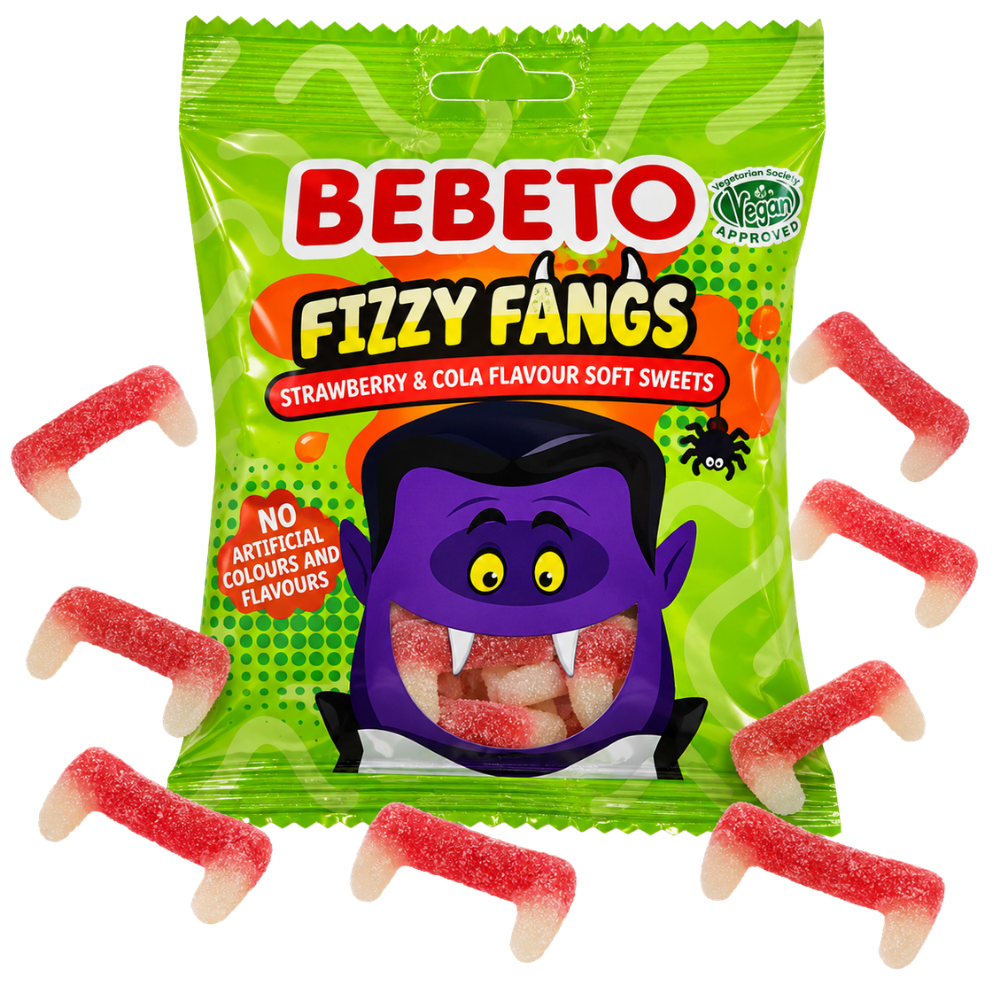 Fizzy Fangs Halloween  Strawberry & Cola Flavour Gummy Sweets 150g X 10