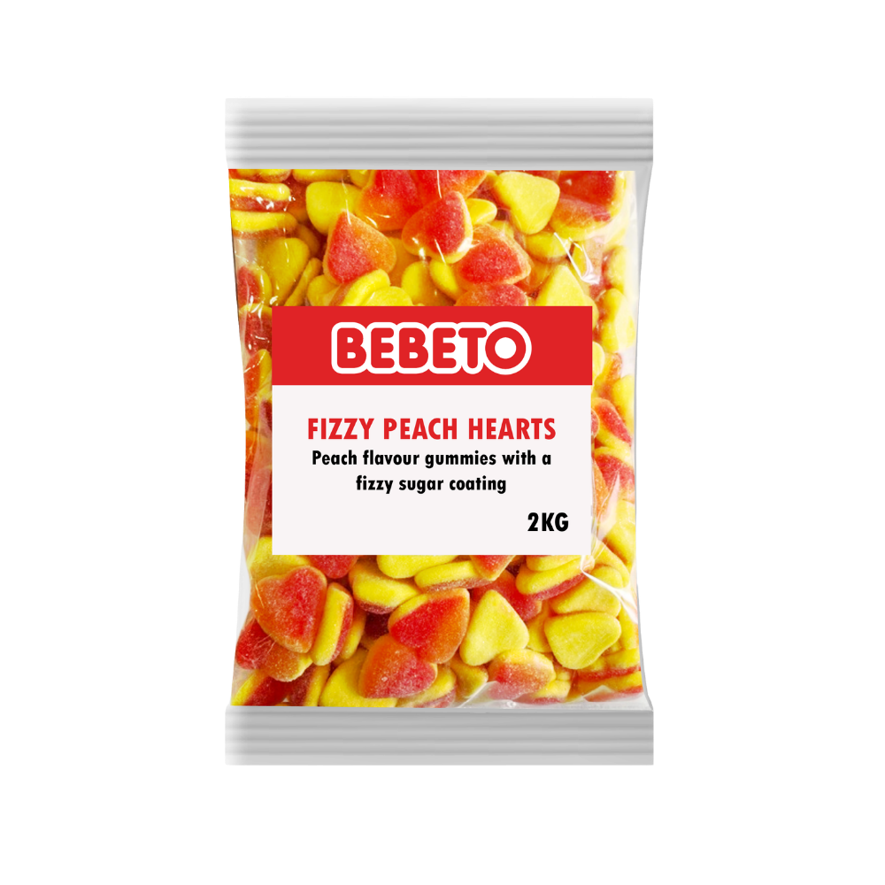 BEBETO FIZZY PEACH HEARTS 2KG
