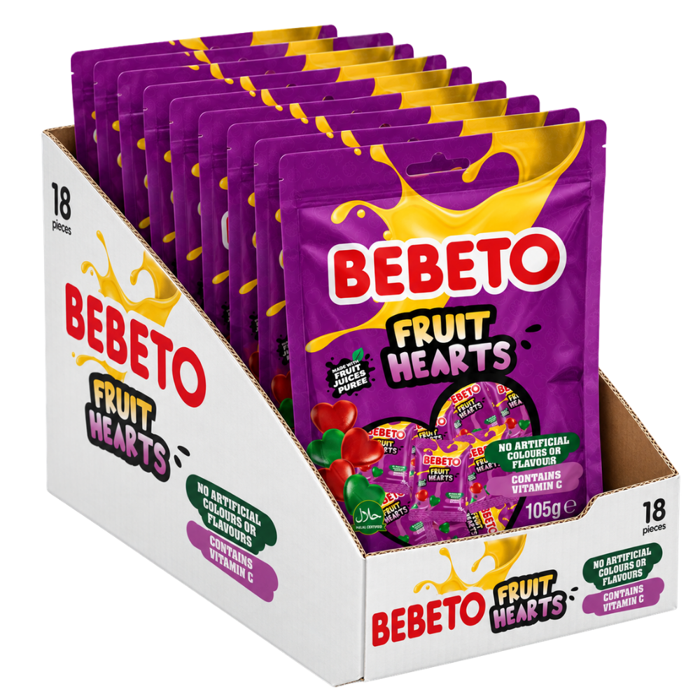 BEBETO FRUIT HEARTS Vitamin C Gummies 7 x 15g x 18