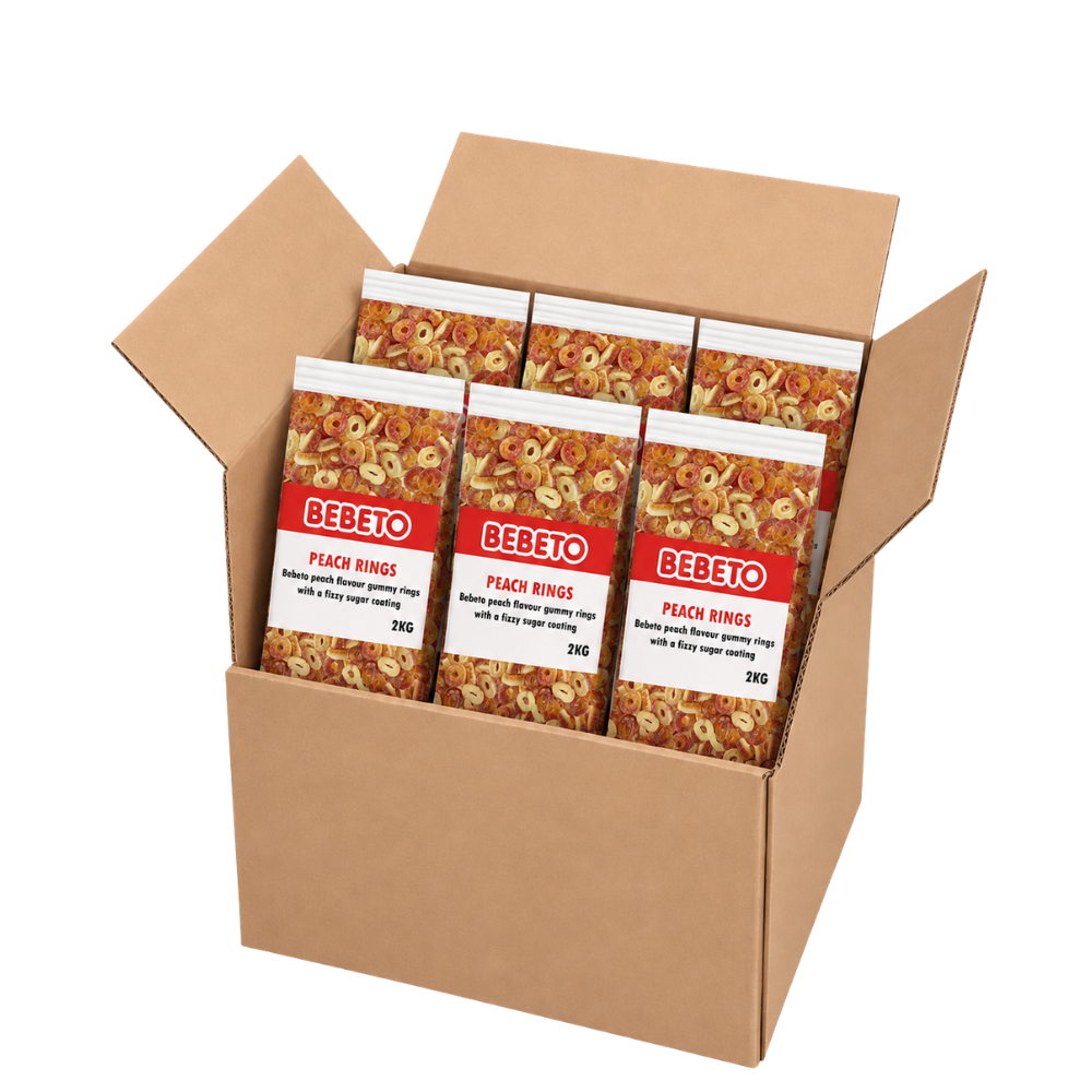BEBETO PEACH RINGS 2KG X 6