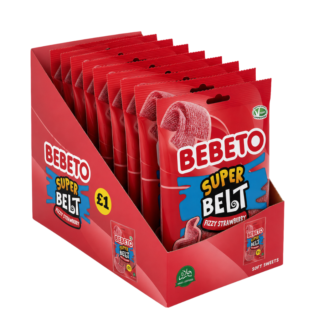 Bebeto Super Belt Fizzy Strawberry 135g x 12 PMP