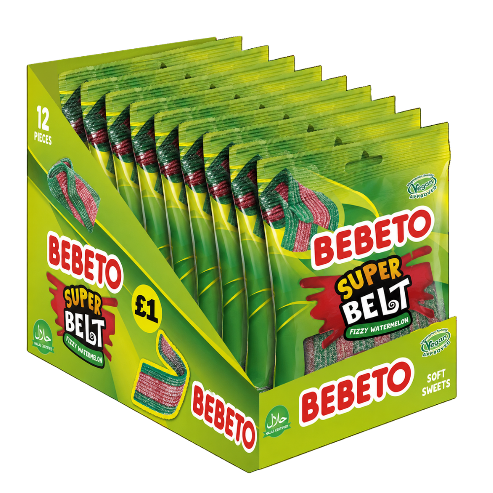 Bebeto Super Belt Fizzy Watermelon 135g X 12 PMP